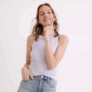 💜 Madewell Brightside Tank Top – Distant Lavender Muscle Tee – Size L 💫